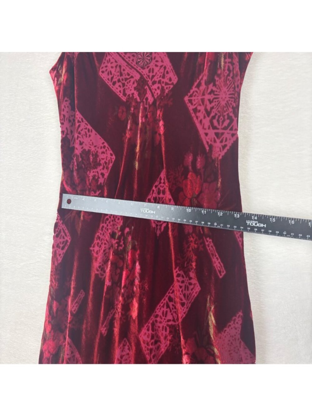 Jonathan Martin Studio 12 Velvet Sleeveless Burgundy Floral Dress Whimsigoth Y2K - Picture 8 of 14